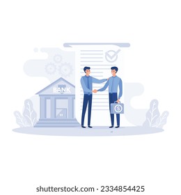 Loan agreements borrow money from the bank, mortgage, debt or obligation, loan agreement concept, flat vector modern illustration