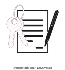 Loan application approved with car key and pen for sign signature concept on blue background graphic illustration eps10