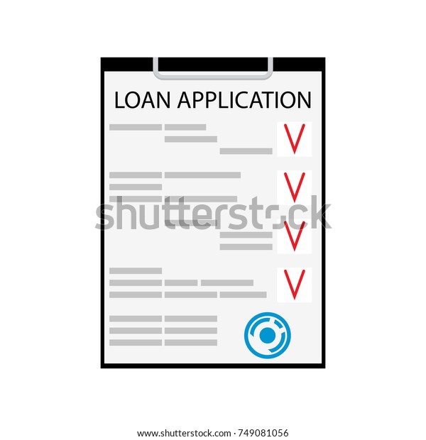 Loan application flat isolated on white.\
Business loan and vector personal loan document, car loan and\
mortgage illustration
