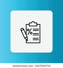 Loan application form icon with pen and checklist.