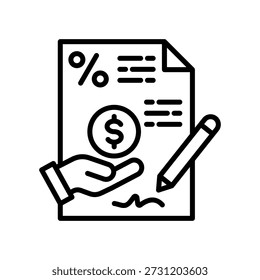 Ilustração vetorial de linha de ícone de aplicação de empréstimo