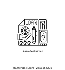 Loan Application Line Icon. linear style sign for mobile concept and web design. Outline vector icon.