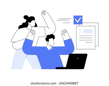 Loan approval isolated cartoon vector illustrations. Happy couple getting document with loan approval, celebrating credit agreement, business people, money borrowing vector cartoon.