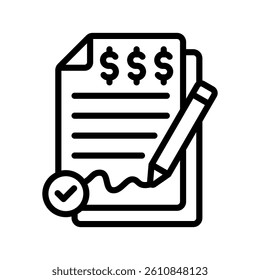Loan Approval Line Vector Illustration On White Background.