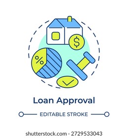 Loan approval multi color concept icon. Financial planning, property investment. Estate value. Round shape line illustration. Abstract idea. Graphic design. Easy to use in presentation, booklet