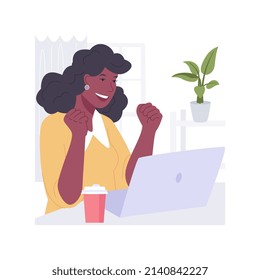 Loan approved isolated cartoon vector illustrations. Excited woman gets loan approval for new business startup, money lending, read great news using laptop, debt agreement vector cartoon.