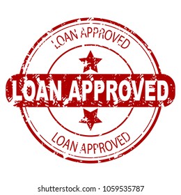 Loan approved red rubber stamp isolated. Loan approved seal, approval stamp for mortgage and watermark pre-approved, vector illustration