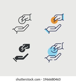 loan business vector icon lend borrow money in hand