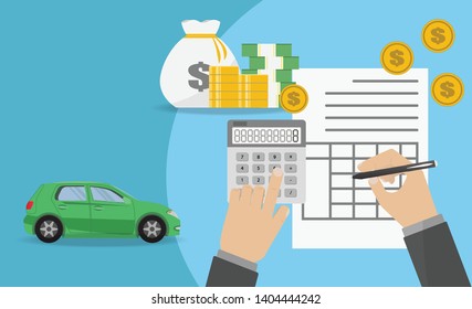 Loan To Buy A Car.  The Bank Calculates The Installment Payment For Car Purchases.