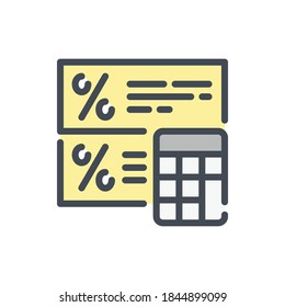 Loan calculator color line icon. Accounting and Financial calculation vector outline colorful sign.