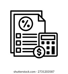 Ilustração vetorial de linha de ícone da calculadora de empréstimo