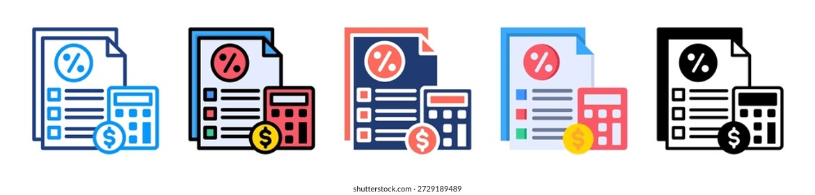 Loan Calculator Icon Set Multiple Style Collection Vector Illustration