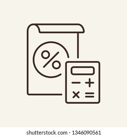 Loan calculator line icon. Document with percent sign, agreement, form. Banking concept. Vector illustration can be used for topics like approval, accounting, finance, payment schedule