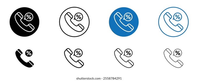 Loan call icon set in black and blue colors