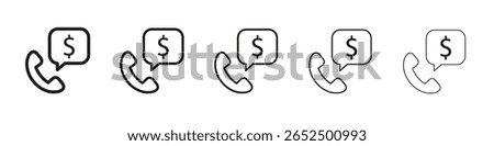 Loan call icon vector outline set illustration sign
