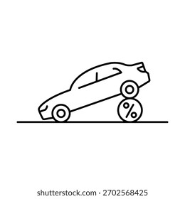 Kredit Auto Linie Symbol Vektor. Symbol für vergünstigtes Auto