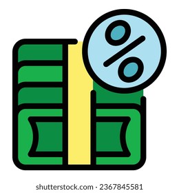 Loan cash pack icon outline vector. Credit lender. Money check color flat