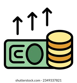 Loan chart icon outline vector. Fund grow. Money profit color flat