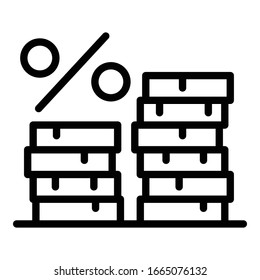 Loan coin stack icon. Outline loan coin stack vector icon for web design isolated on white background
