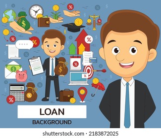 Loan concept background. Flat icons.
