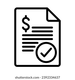 Loan contract icon. Outline style. Vector. Isolate on white background.