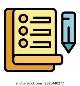 Loan contract icon outline vector. Bank payment. Finance time color flat