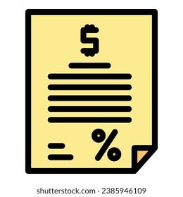 Loan contract icon outline vector. Financial credit. Money income color flat