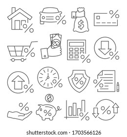 Loan and Credit line icons on white background