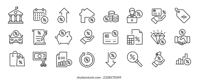 Iconos de préstamos y líneas de crédito. Para diseño de marketing de sitios web, logotipo, aplicación, plantilla, ui, etc. Ilustración vectorial.