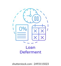 Loan deferment blue gradient concept icon. Monthly payment, financial planning. Credit score. Round shape line illustration. Abstract idea. Graphic design. Easy to use in infographic, presentation