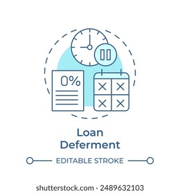 Loan deferment soft blue concept icon. Monthly payment, financial planning. Credit score. Round shape line illustration. Abstract idea. Graphic design. Easy to use in infographic, presentation