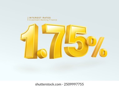 Taxa de juro de empréstimo ou depósito 1,75 por cento, banco de investimento, empréstimo de habitação, banco mundial, número 3d, um ponto setenta e cinco por cento ou oferta especial isolado no fundo branco.Vetor arquivo de ilustração.