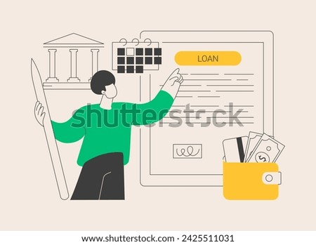 Loan disbursement abstract concept vector illustration. Student loan disbursement, quick bank service, easy credit program, credit terms and conditions, personal borrowing abstract metaphor.