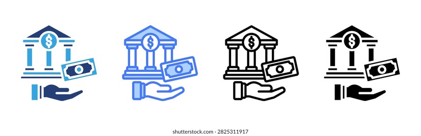 Loan Disbursement icon set multiple style collection
