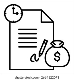 Loan Disbursement Outline Icon Vector Illustration