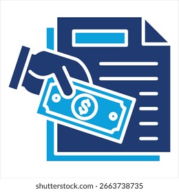 Ilustración vectorial de icono azul plana de préstamo