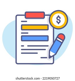 loan form with document file and claim form on it, paper sheet, Premium quality vector illustration concept. Flat line icon symbol.