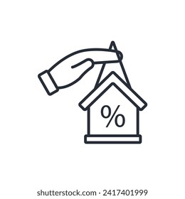 loan home icon. vector.Editable stroke.linear style sign for use web design,logo.Symbol illustration.