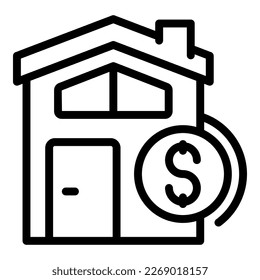 vector de contorno del icono de la casa de préstamo. Dinero bancario. Pago público