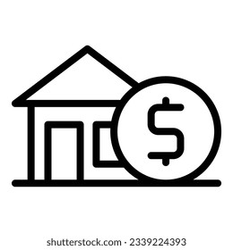 Loan house icon outline vector. Credit financial. Terms tax