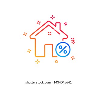 Loan house percent line icon. Discount sign. Credit percentage symbol. Gradient design elements. Linear loan house icon. Random shapes. Vector
