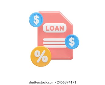 Icono de préstamo elemento de ilustración de préstamo bancario de renderización 3d