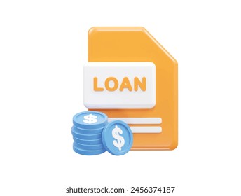 Loan icon 3d rendering bank loan illustration element