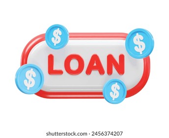 Loan icon 3d rendering bank loan illustration element