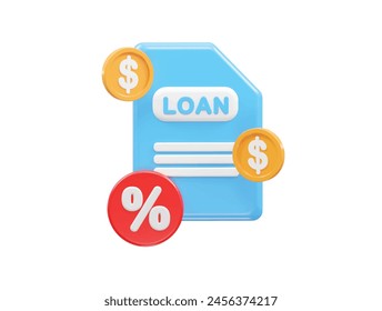 Loan icon 3d rendering bank loan illustration element