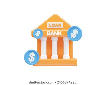 Icono de préstamo elemento de ilustración de préstamo bancario de renderización 3d