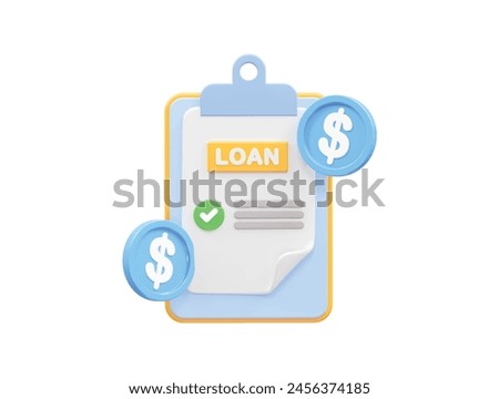 Loan icon 3d rendering bank loan illustration element