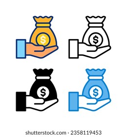loan icon in 4 style flat, line, glyph and duotone