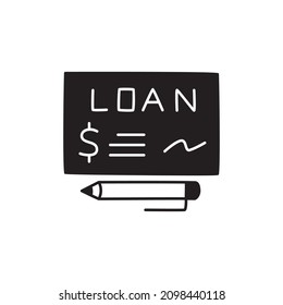Loan Icon in black flat glyph, filled style isolated on white background