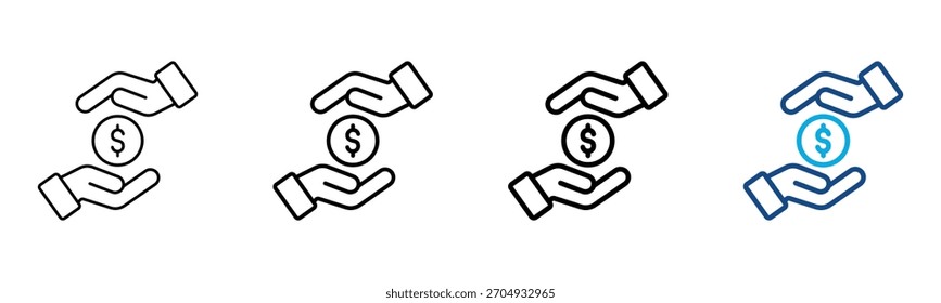 Conjunto de Colección de contorno de estilo diferente de icono de préstamo Ilustración vectorial
